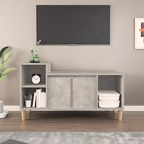 vidaXL Modern TV Cabinet in Concrete Grey, W/D/H: 100 x 35 x 55 cm – 2