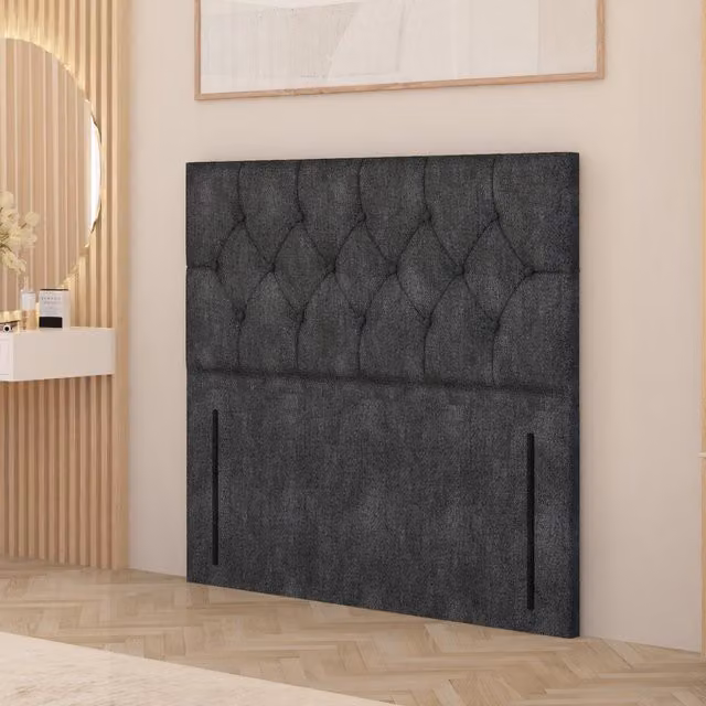 Somnior Beds Ltd Chesterfield Tweed Fabric Floor Standing Upholstered Headboard in Grey