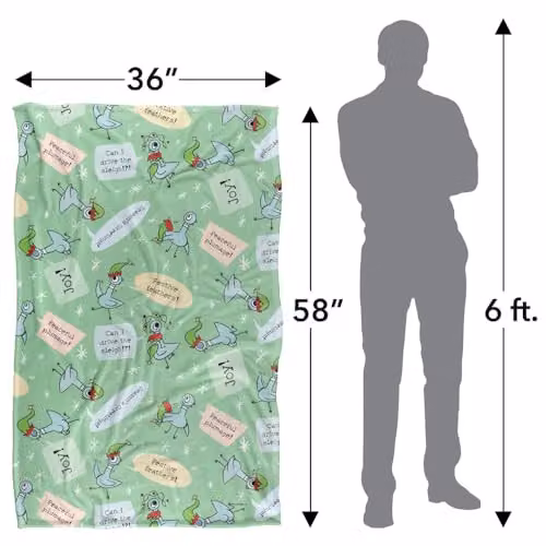 LOGOVISION Dont Let The Pigeon Drive The Sleigh Christmas Joy Pattern Super Soft Fleece Throw Blanket, Multicolour, W/D/H: 91 x 147 cm – 3