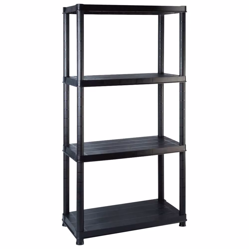 Berkfield 4-Tier Black Plastic Home Storage Shelf, H: 130 cm, W: 130 cm, D: 30.5 cm – 3