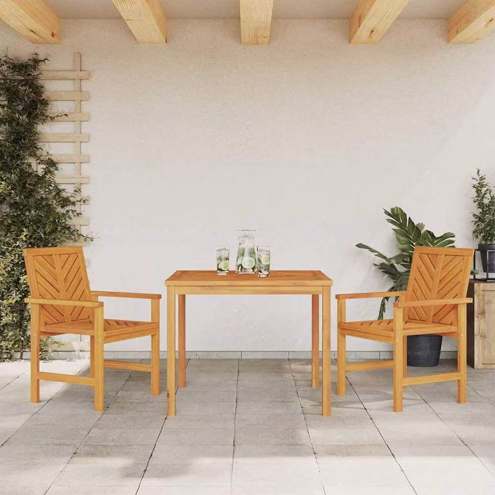 Berkfield Home Modern 3 Piece Acacia Wood Garden Dining Set in Brown – 3