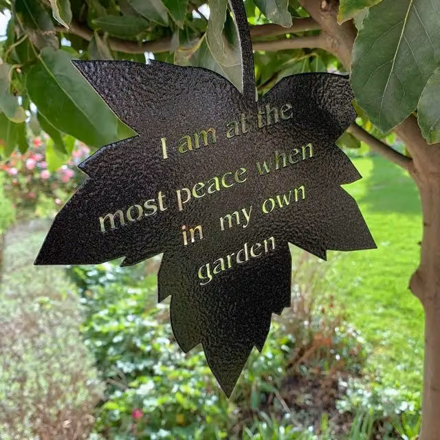 Poppyforge Falling Leaves I Am At The Most Peace Black Metal Wall Plaque W: 20 cm, H: 25 cm