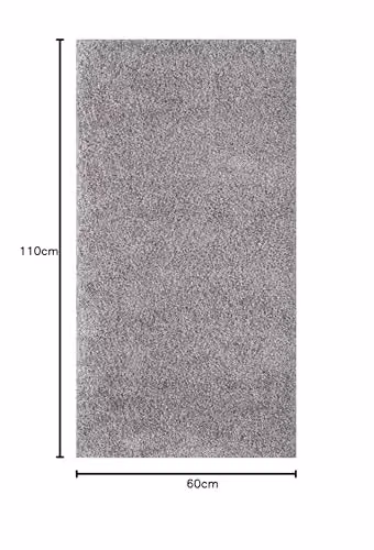 THE RUGS Grey Plain Shaggy Soft High Pile Rectangular Rug, W/D: 60 x 110 cm – 2
