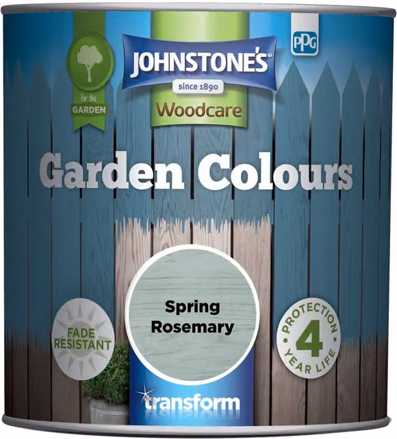Johnstone's Garden Colours Spring Rosemary Exterior Wood Paint, Green, 1L – 3