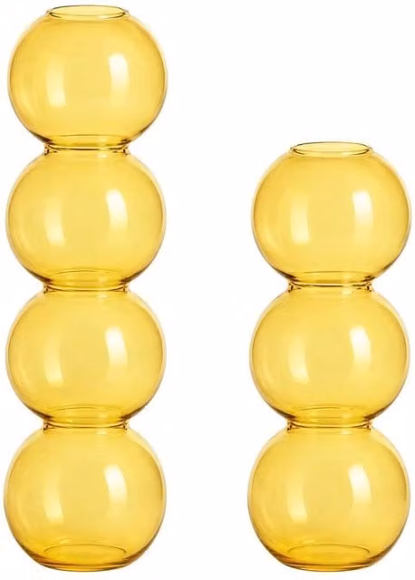 PAWNORA Set of 2 Yellow Bubble Shaped Glass Tabletop Vases – 1
