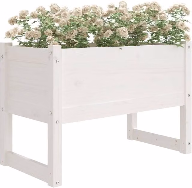 Berkfield Home White Solid Wood Pine Planter W/D/H: 78 x 40 x 52 cm – 1