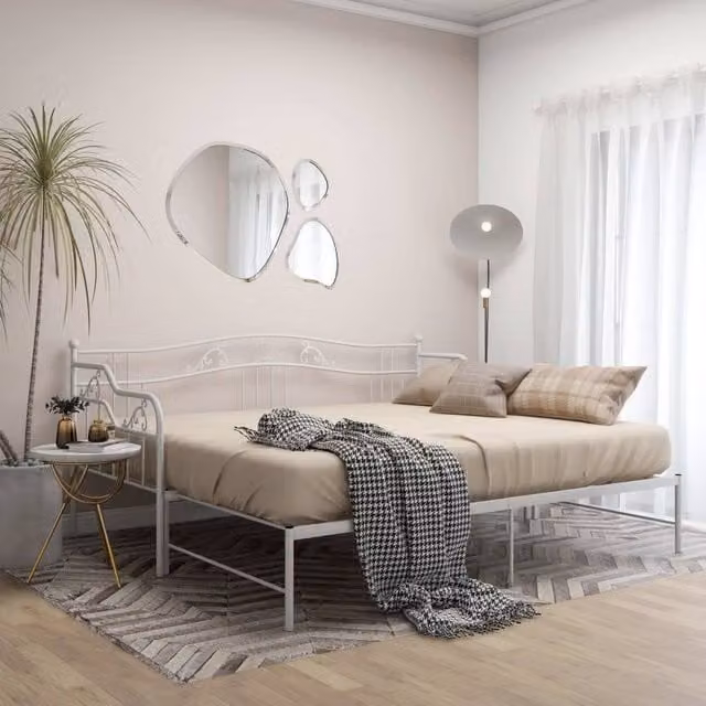 Berkfield Home Modern White Metal Pull-out Sofa Bed Frame W: 90 cm, L: 200 cm – 1