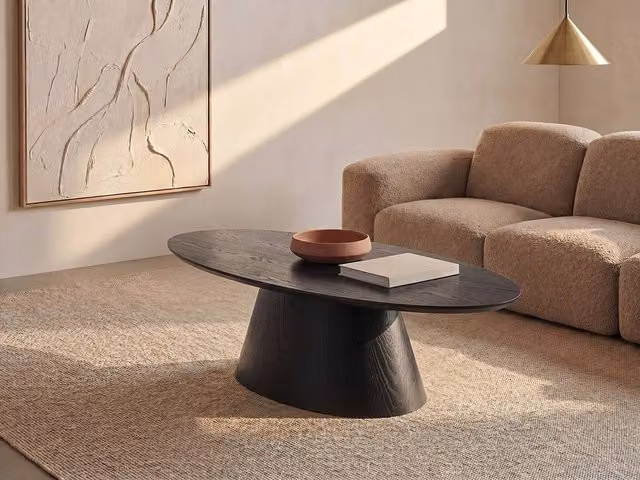 Vente-unique ANTELADA Modern Oval MDF Coffee Table in Black, W/D/H: 100 x 60 x 40 cm – 1