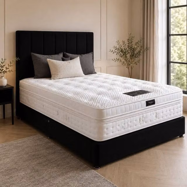 Stratus Interiors Dream Vendor Heritage 3000 Pocket Sprung Latex Pillow Top Hybrid Mattress in White, Super King, W/D/H: 180 x 200 x 35.5 cm