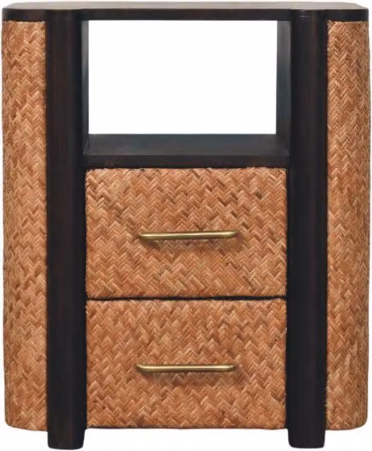Artisan Furniture Mango Wood and Rattan Nightstand in Brown