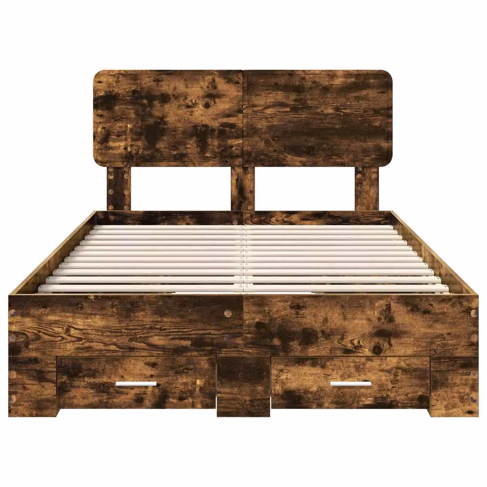 Berkfield Home Modern Bed Frame with Drawers in Smoked Oak Brown, W/D/H: 120 x 200 cm – 3