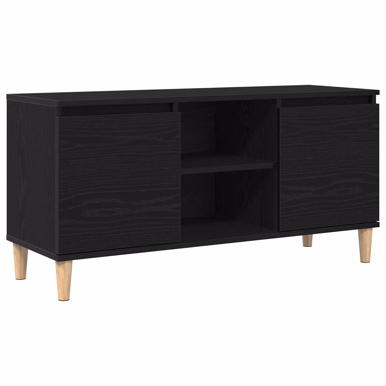 Berkfield Home Modern Black Oak TV Cabinet with Wooden Legs W/D/H: 102 x 35 x 50 cm – 2