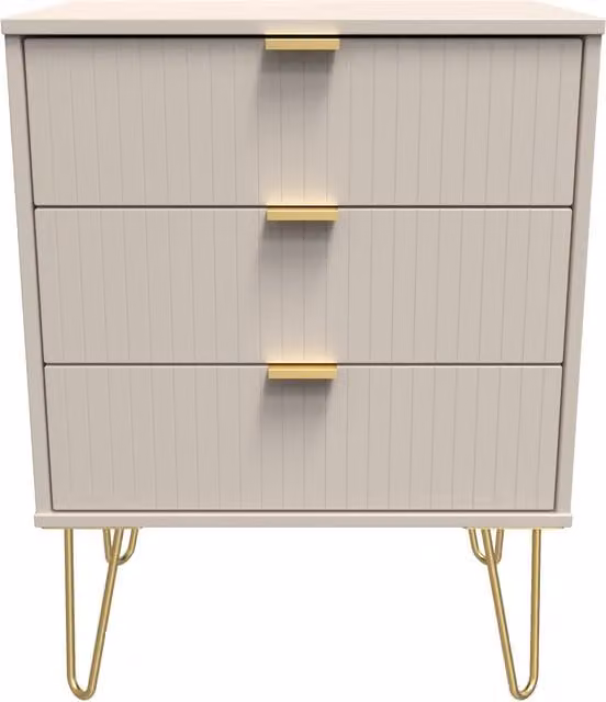 2 U Bexley 3 Drawer Chest in Taupe and Gold