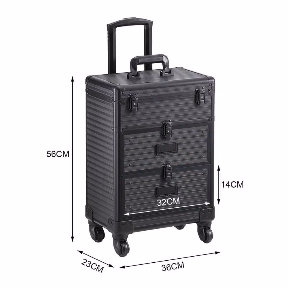 FLAVORA Black Wheeled Drawer Beauty Makeup Trolley W: 50 cm x D: 50 cm x H: 50 cm – 2
