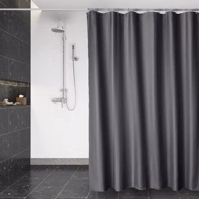 Kelvenix Grey Waterproof Antibacterial and Mould-Resistant Polyester Shower Curtain, W/H: 180 x 200 cm