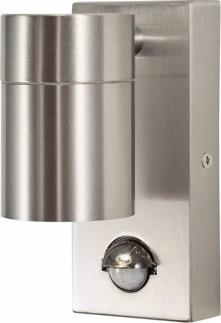 Litecraft Kenn Outdoor LED Up or Down Wall Light with Motion Sensor in Stainless Steel