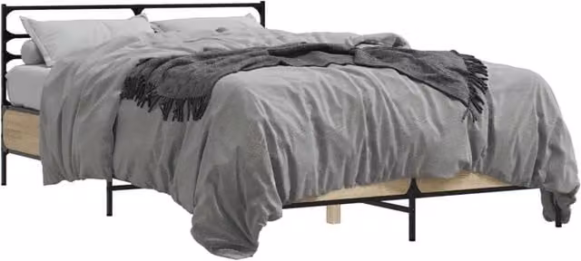 Berkfield Home Sonoma Oak Bed Frame in Brown, Small Double, W/D/H: 120 x 200 cm – 1