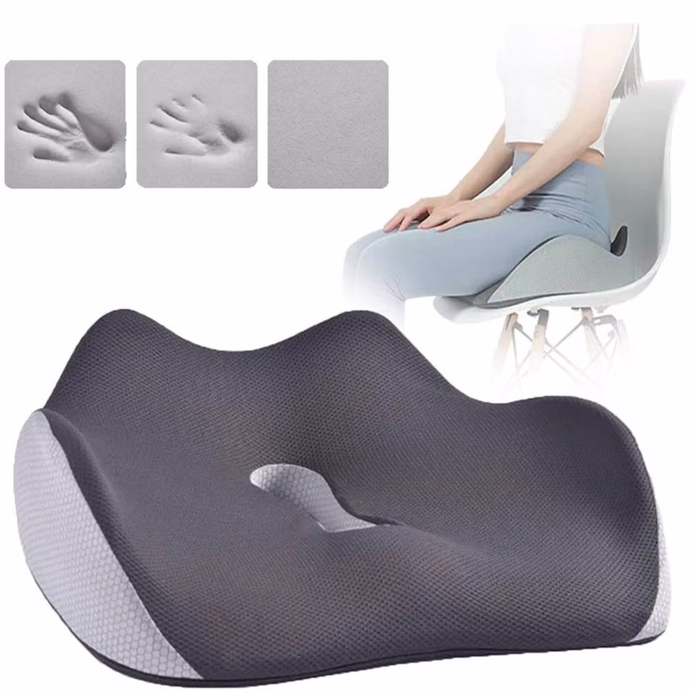 NESTLUNE Grey Orthopaedic Memory Foam Seat and Back Cushion, W/D/H: 190 x 100 x 1 cm – 2