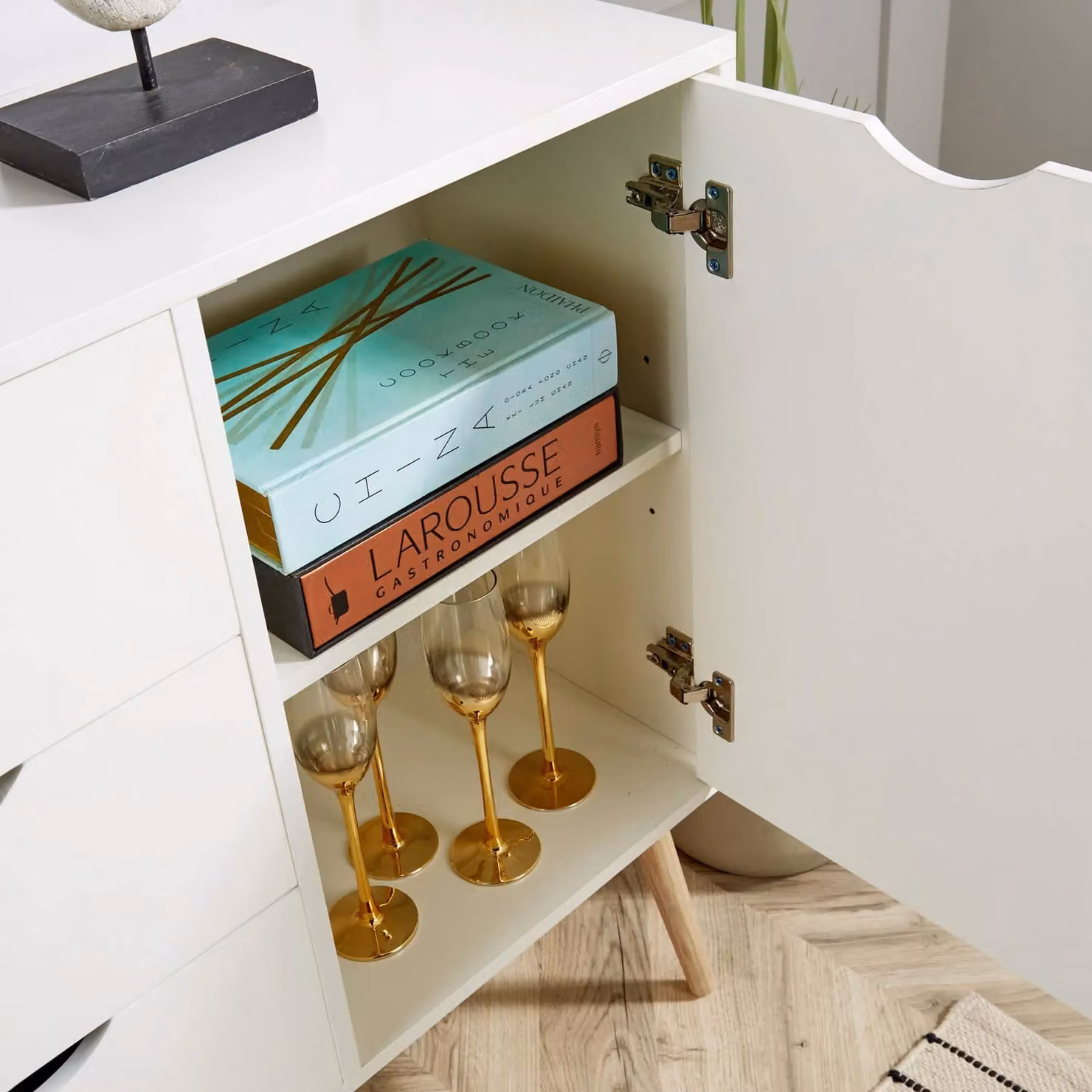 Home Source Boden 3 Drawer 2 Door Sideboard Unit in White – 4