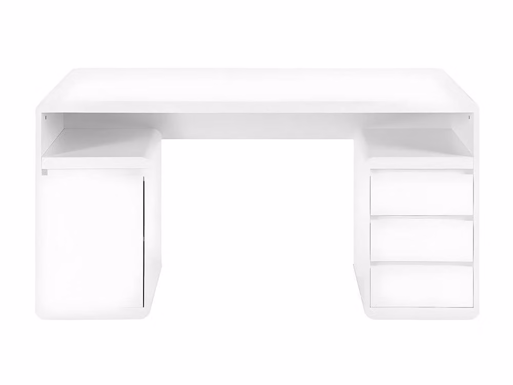 Vente-unique Modern White Lacquered MDF Desk With Storage W/D/H: 140 x 60 x 76 cm – 2