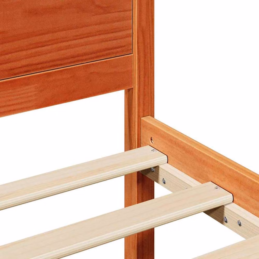 Berkfield Home Modern Bed Frame in Waxed Brown Solid Pine Wood, W/D/H: 160 x 200 cm – 3