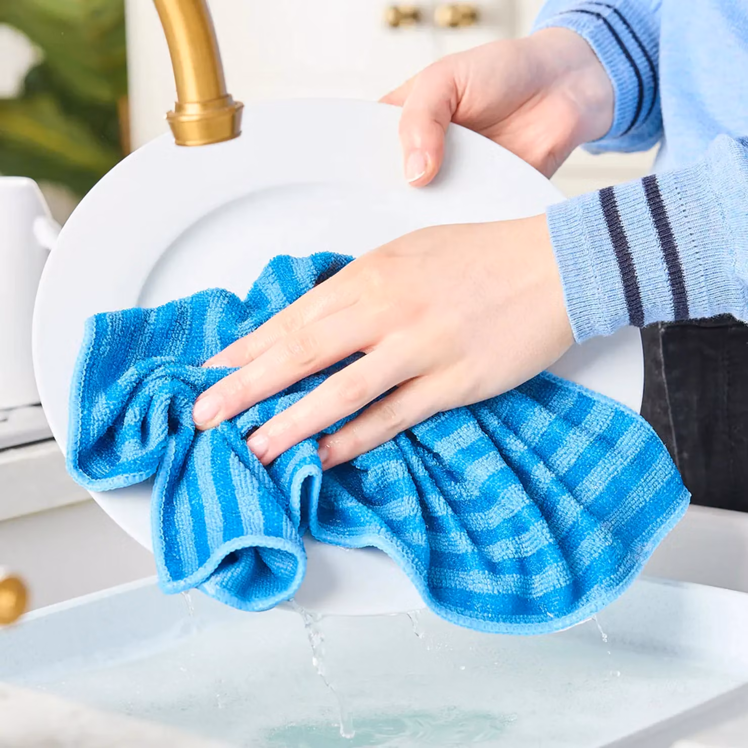 Minky Microfibre Striped Kitchen Cloth in Multicolour and Blue – 4