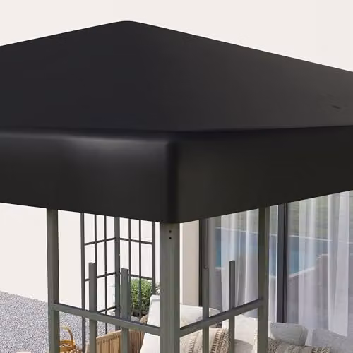 Outsunny Black Polyester Gazebo Canopy Replacement Cover with UPF 50+ Protection – 7