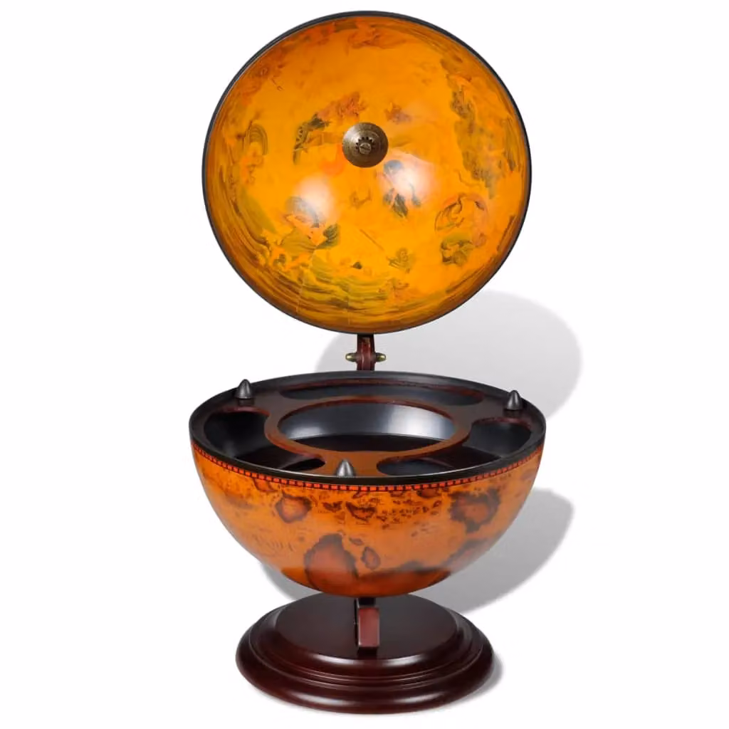Berkfield Home Tabletop Globe Bar Wine Stand in Brown Wood and Glass – 2