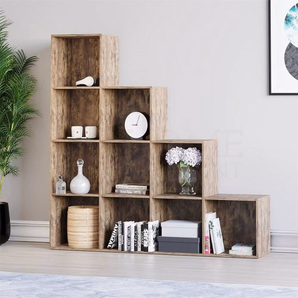 PAWNORA Modern 10 Cube Staircase Storage Unit in Brown – 3