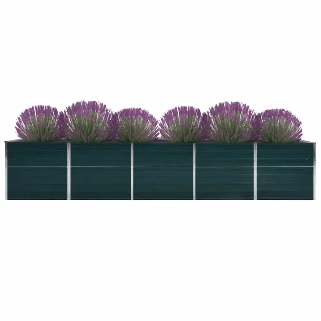 Berkfield Home Garden Galvanised Steel Raised Bed in Green, W: 400 cm, D: 80 cm, H: 77 cm – 2