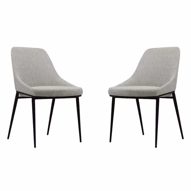 Tommy Franks Modern Dining Chair in Beige Fabric with Metal and Wood Accents