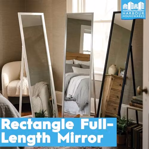Harbour Housewares Rectangular Full-Length Freestanding Mirror in White, H 137 cm x W 35.5 cm x D 45.5 cm – 2