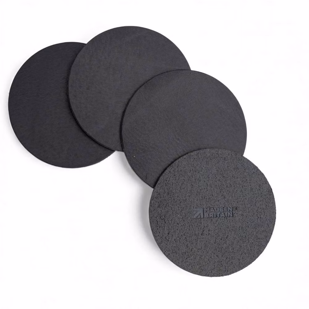 PRIMEHIDE Set of Four Round Black Leather Coasters – 2