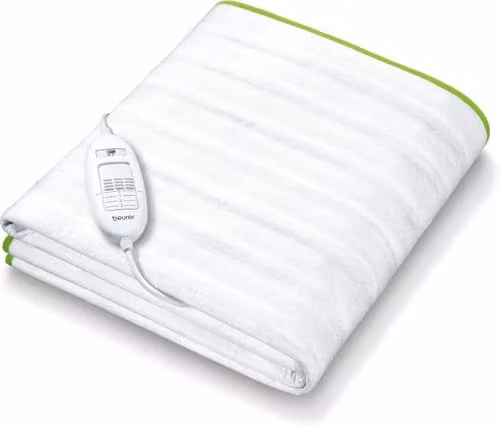 Beurer Fleece Heated Underblanket with Tension Straps and Detachable Switch, W/D/H: 80 x 200 x 1 cm, Green or White