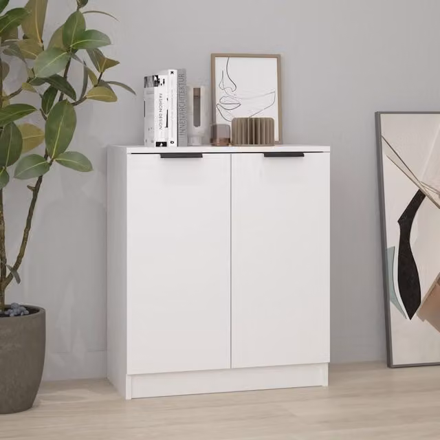 Berkfield Home White Minimalist Sideboard in Matt MDF, W: 60 cm, D: 30 cm, H: 70 cm