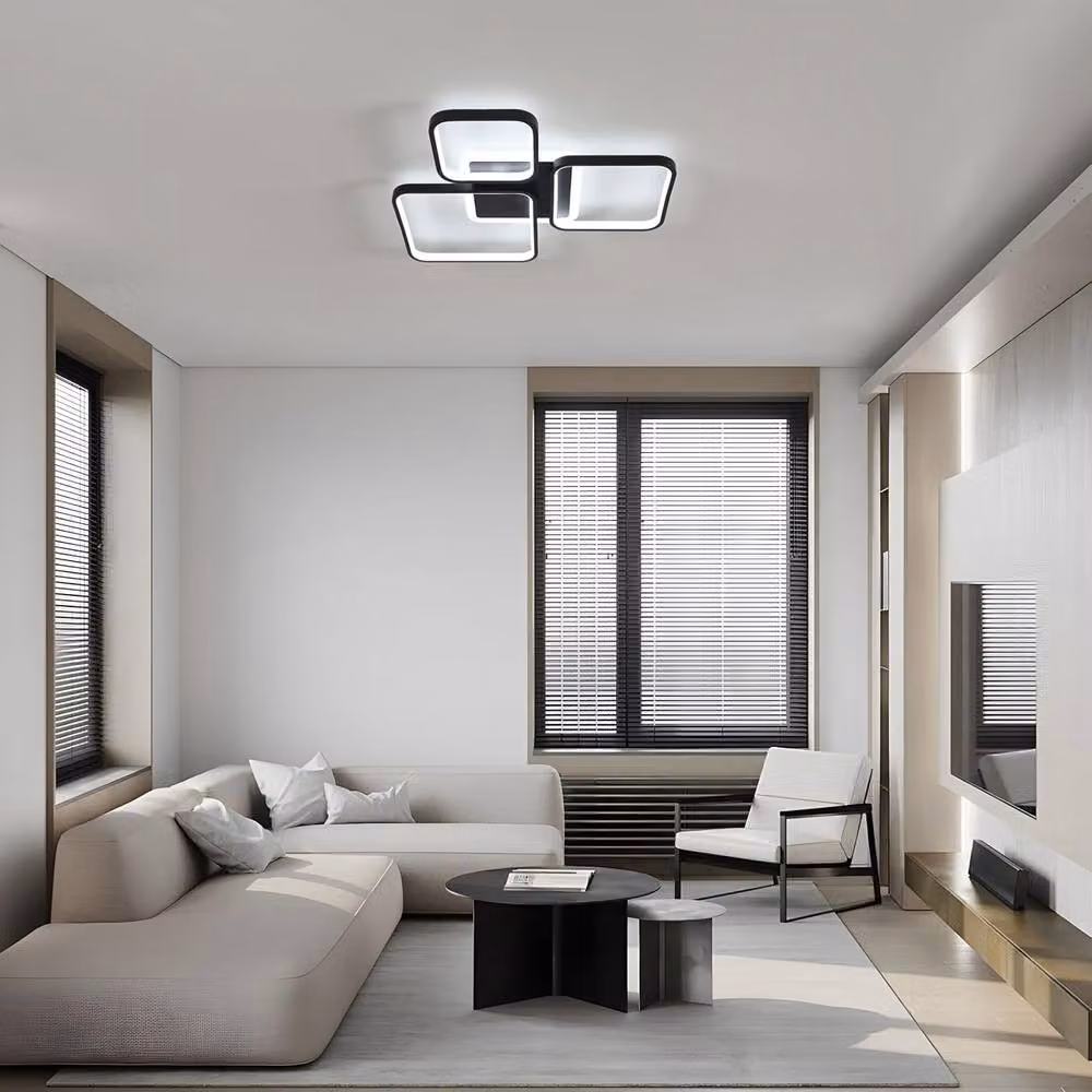 Goeco Modern Square LED Ceiling Light, 45W, Black, Dimmable with Remote Control – 2