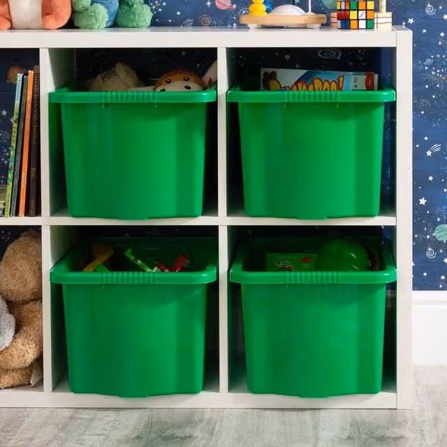 Wham Set of 4 Stackable and Store Boxes, Green, 24l