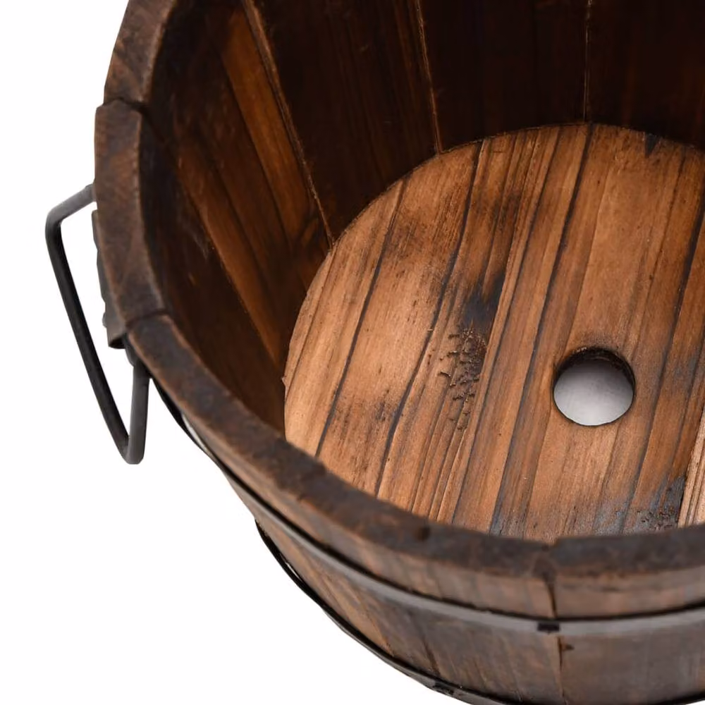 Berkfield Home Beautiful 3 Piece Solid Wood Fir Bucket Planter Set in Brown – 4