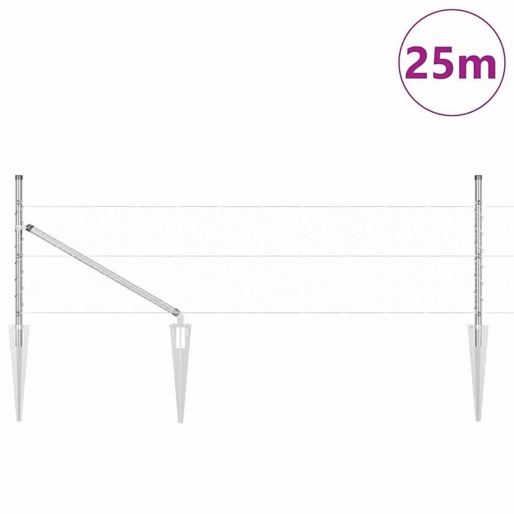 Berkfield Home Hexagon Fence in Silver Galvanised Steel, 0.8 x 25 m – 2