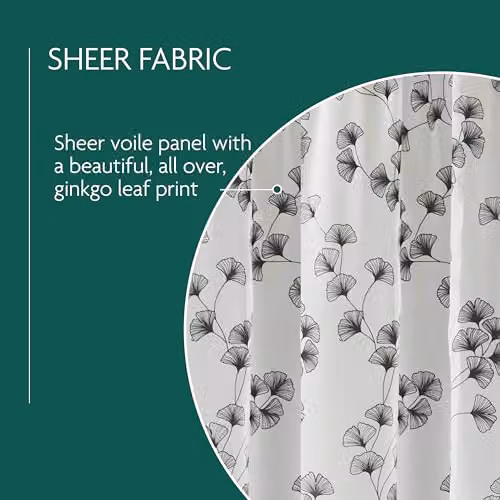 Tyrone Textiles Delila White Trail Leaf Print Sheer Voile Panels, Pair, W: 140 cm, H: 229 cm – 2