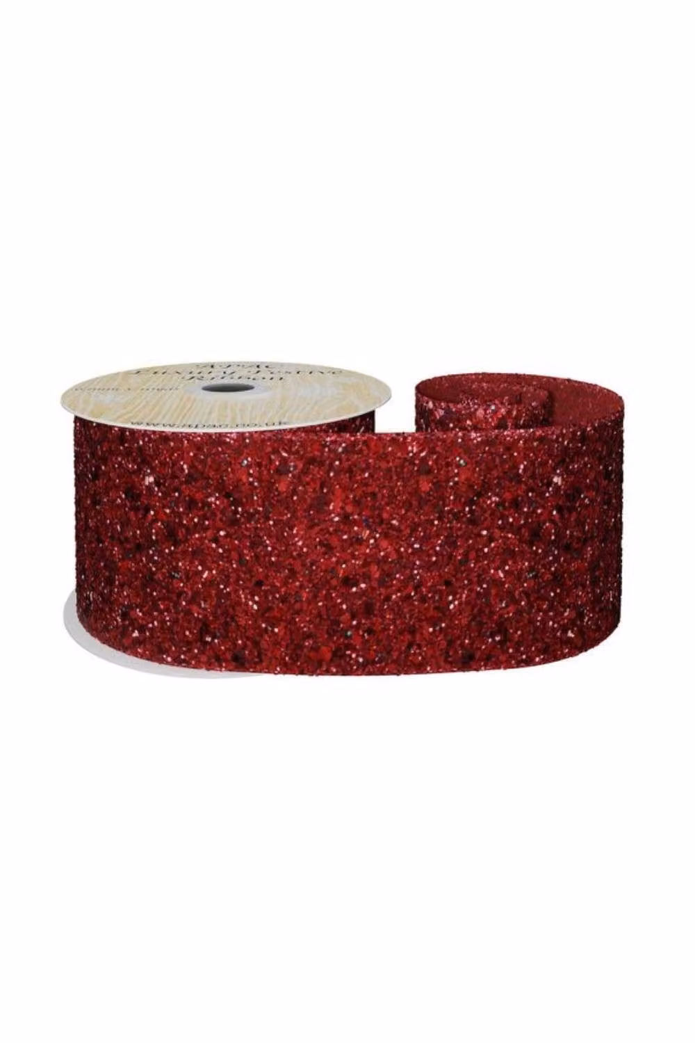 KDMD Burgundy Glitter Wired Ribbon, Red, Width: 6.3 cm, Length: 10 y – 2