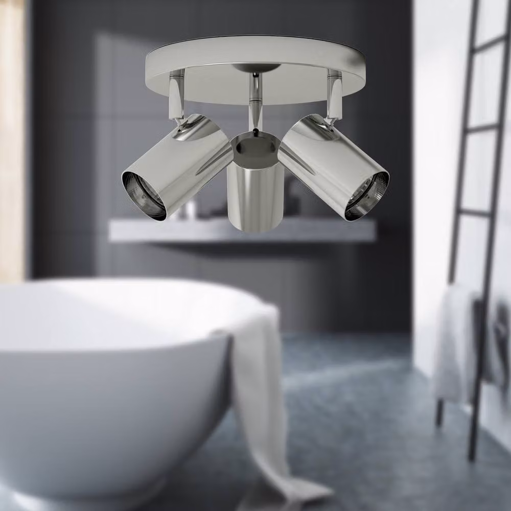 First Choice Lighting Eden Chrome Round Adjustable 3 Light Bathroom Spotlight in Silver – 3