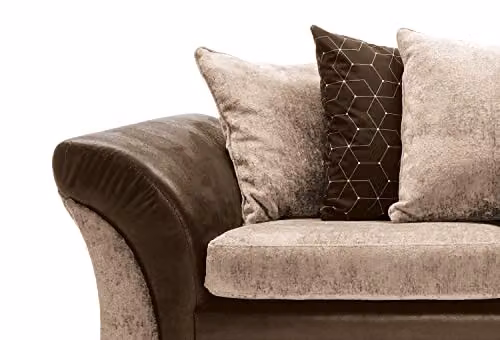 Abakus Direct Farrow 3 Seater Chenille Fabric Sofa in Brown and Beige – 7