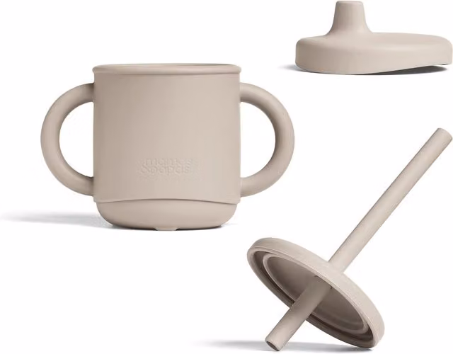 Mamas and Papas 3-in-1 Silicone Straw Sippy Cup in Brown and Beige