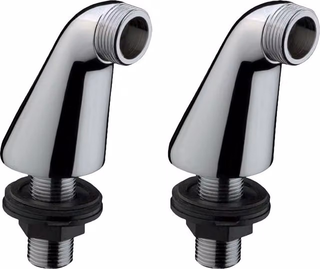 Nes Home Pair of Chrome Deck Mounted Bath Filler Shower Mixer Tap Extension Legs in Silver