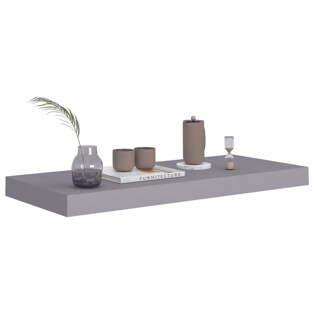 Berkfield Home Durable Floating Wall Shelves, 4 Piece Set, Grey, W: 60 cm, D: 23.5 cm, H: 3.8 cm – 2