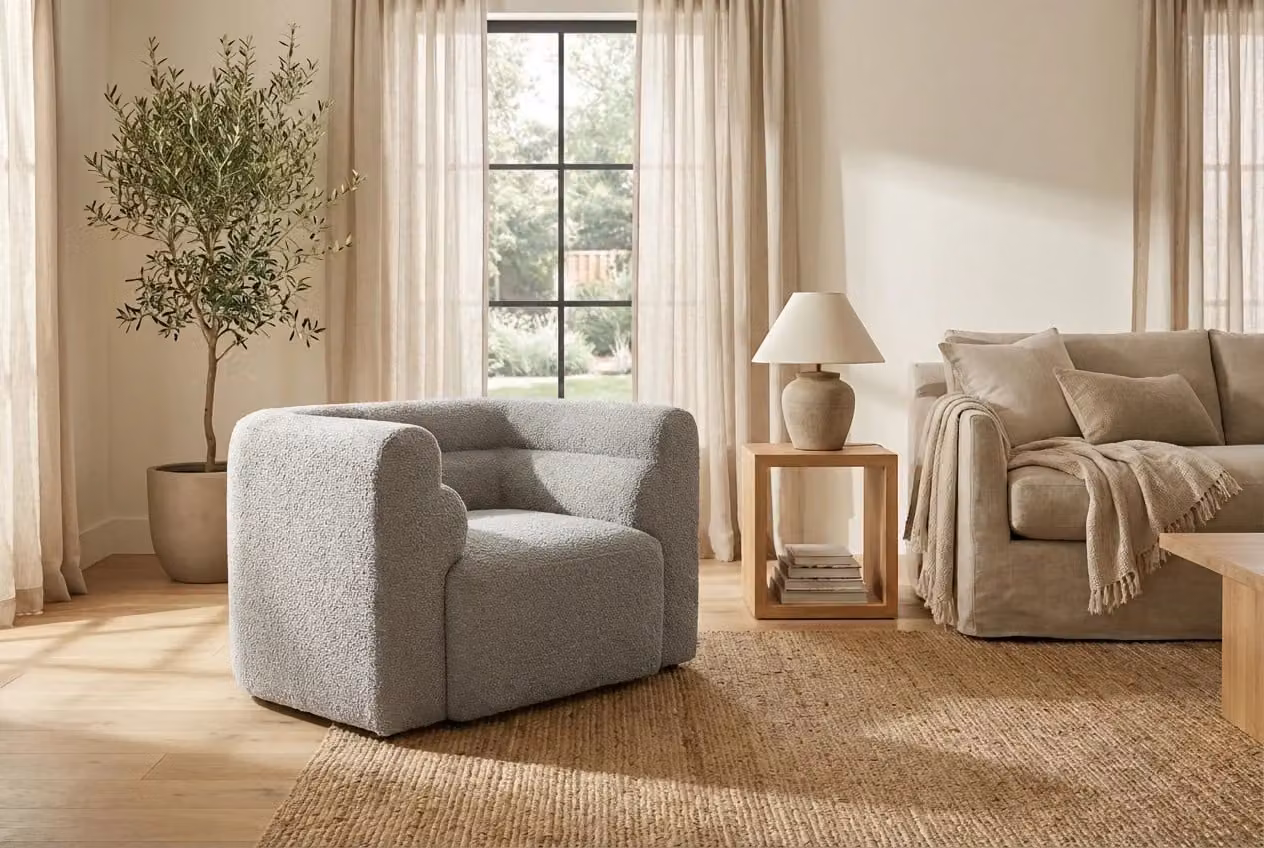 Araco Atelier Bear Armchair Mistral in Grey Bouclé