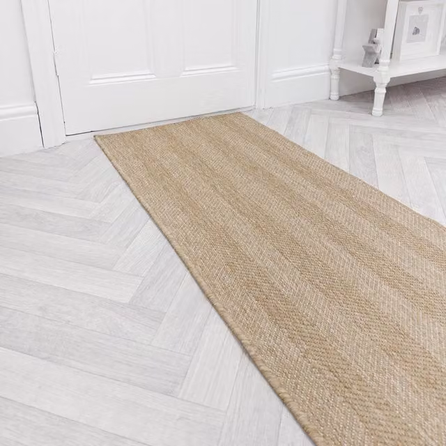 runrug Stripes Reversible Carpet Runner Rug in Brown and Beige, W/D/H: 60 x 360 cm – 1