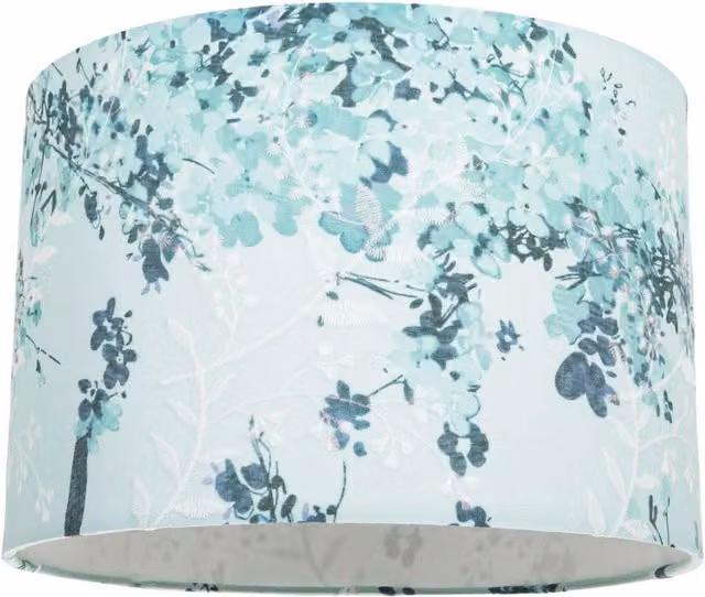 Happy Homewares Contemporary Duck Egg and Emerald Green Floral Fabric Lampshade, Diameter: 30.48 cm