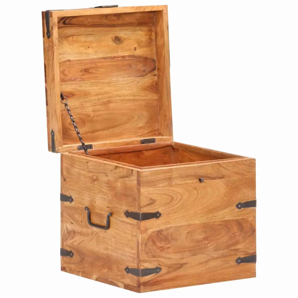 Berkfield Home Rustic Acacia Wood Chest in Brown, W/D/H: 40 x 40 x 40 cm – 2